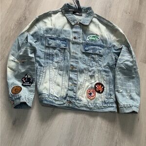 AMIRI Faded Blue Denim Jacket with Patches